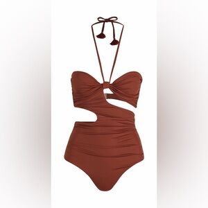 Johanna Ortiz Olapa Cut-Out One-Piece Swimsuit in Rust, Size Medium